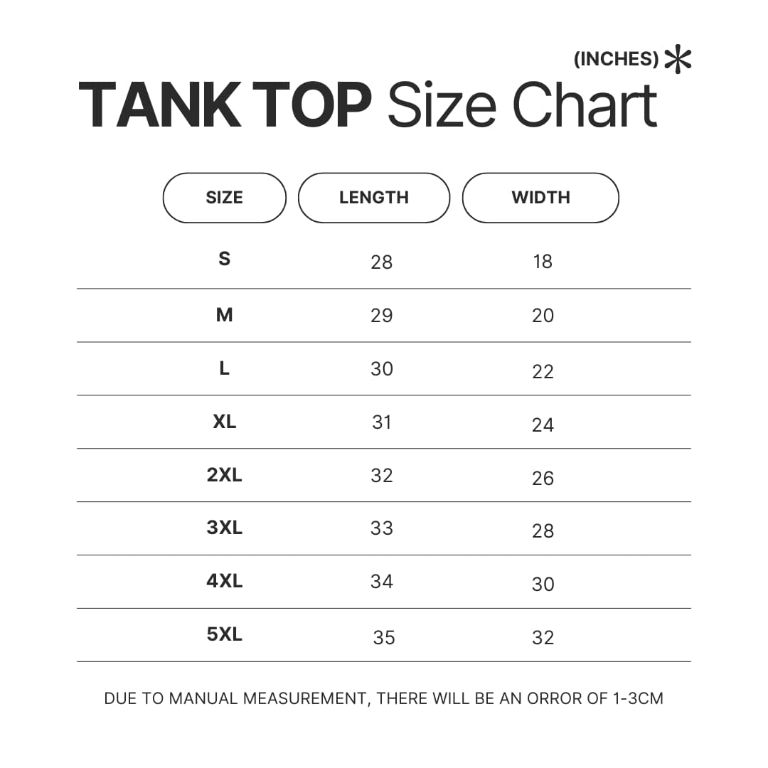 Tank Top Size Chart - Ninja Turtles Merch