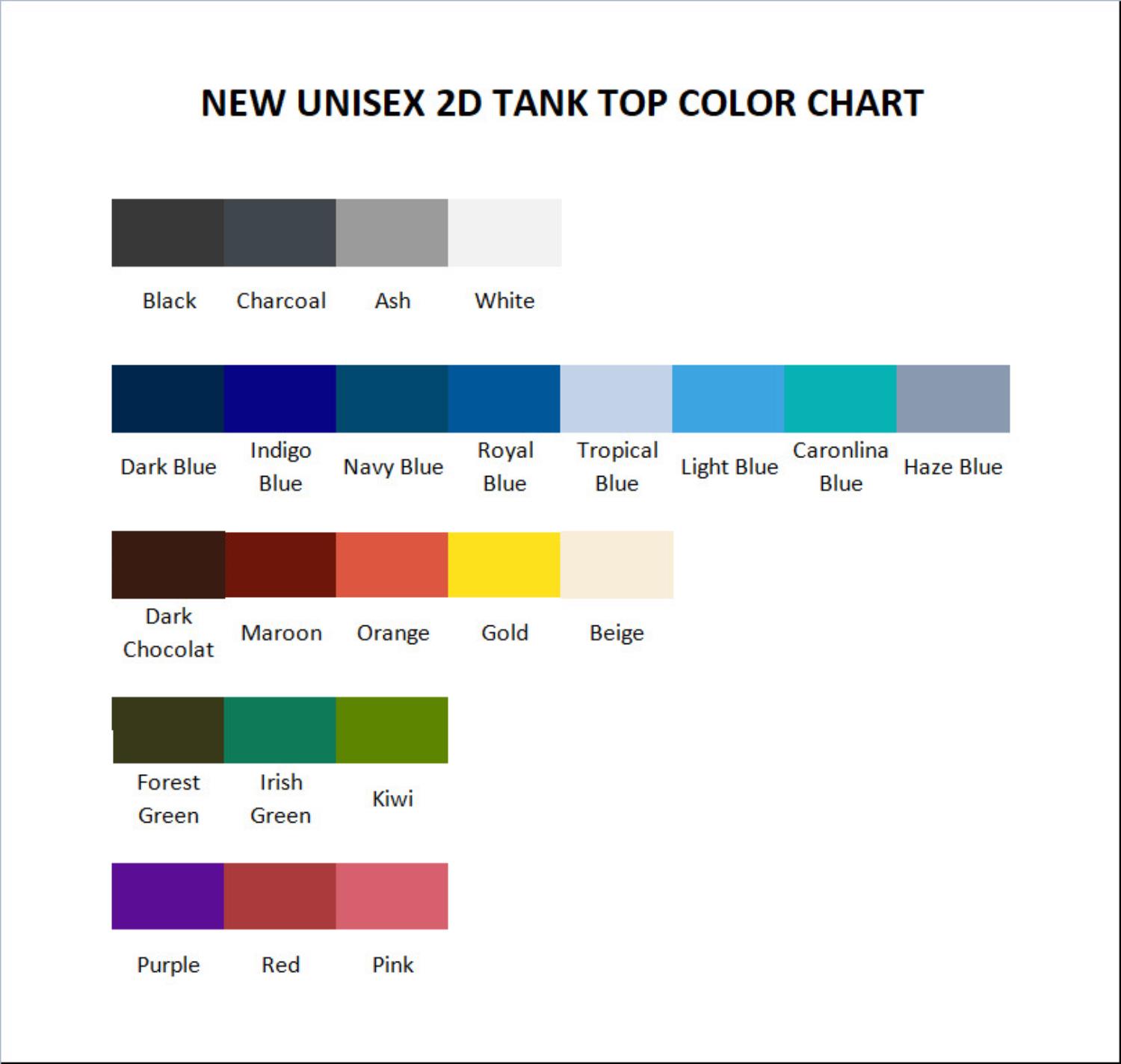 tank top color chart - Ninja Turtles Merch