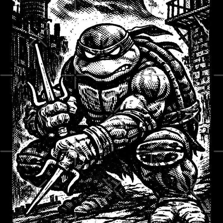 Tmnt Raphael Black White Design Tote Bag - Image 2