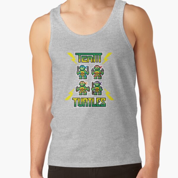 Teenage Mutant Ninja Turtles 8 Bit Pixel Team Turtles Logo Tank Top - Image 4