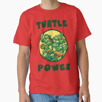 Teenage Mutant Ninja Turtles Group Shot Turtle Power Text T-shirt