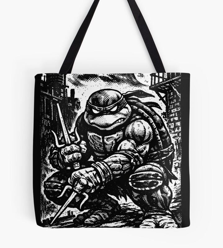 Tmnt Raphael Black White Design Tote Bag