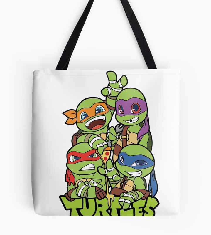 Teenage Mutant Ninja Turtles Cute Ninja Turtles Pizza Squad Cartoon Design Tote Bag