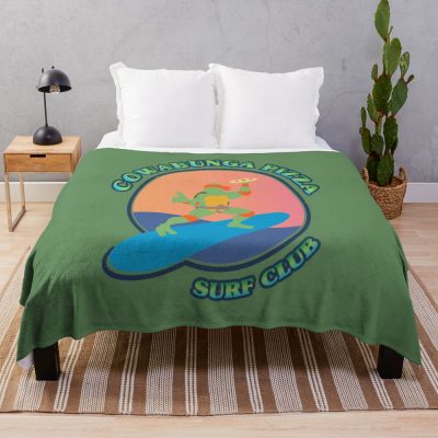 Cowabunga Pizza Surf Club Throw Blanket