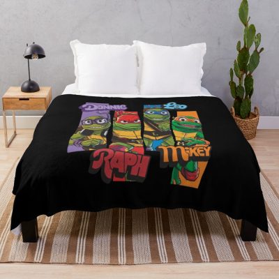 Mnt Retro Comic Panels Ninja Turtles Squad Throw Blanket