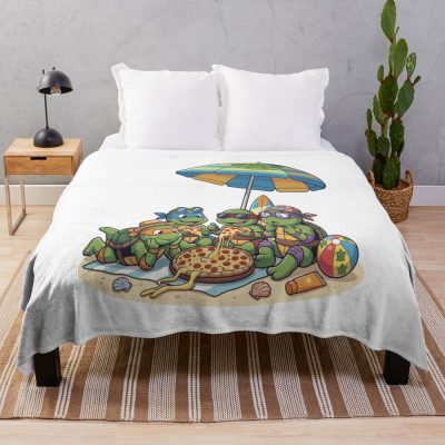 Beach Pizza Party Summer Mutant Ninja Turtles Vacation Throw Blanket