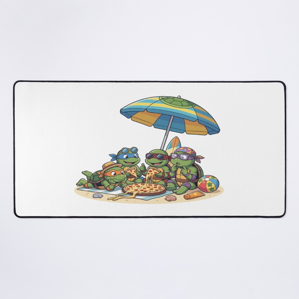 Beach Pizza Party Summer Mutant Ninja Turtles Vacation Mouse Pad