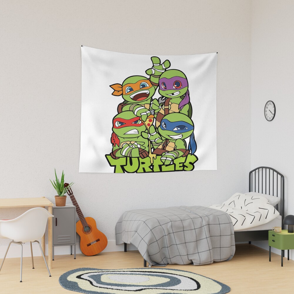 Teenage Mutant Ninja Turtles Cute Ninja Turtles Pizza Squad Cartoon Design Tapestry