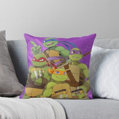 Heroes In A Half Shell Purple Background Throw Pillow