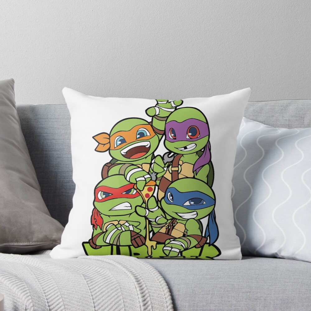 Teenage Mutant Ninja Turtles Cute Ninja Turtles Pizza Squad Cartoon Design Throw Pillow